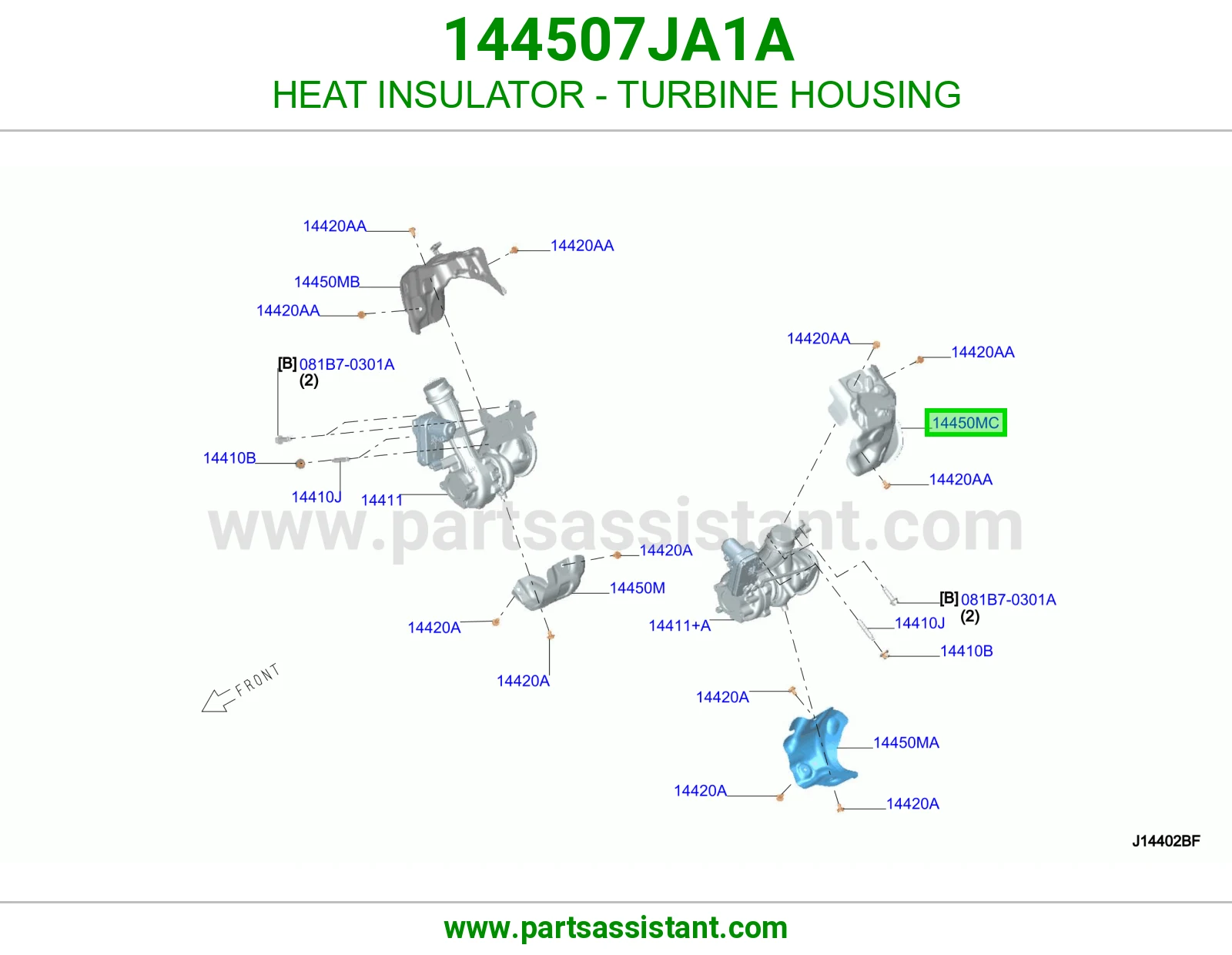 عازل حرارة علبة تيربو 144507JA1A