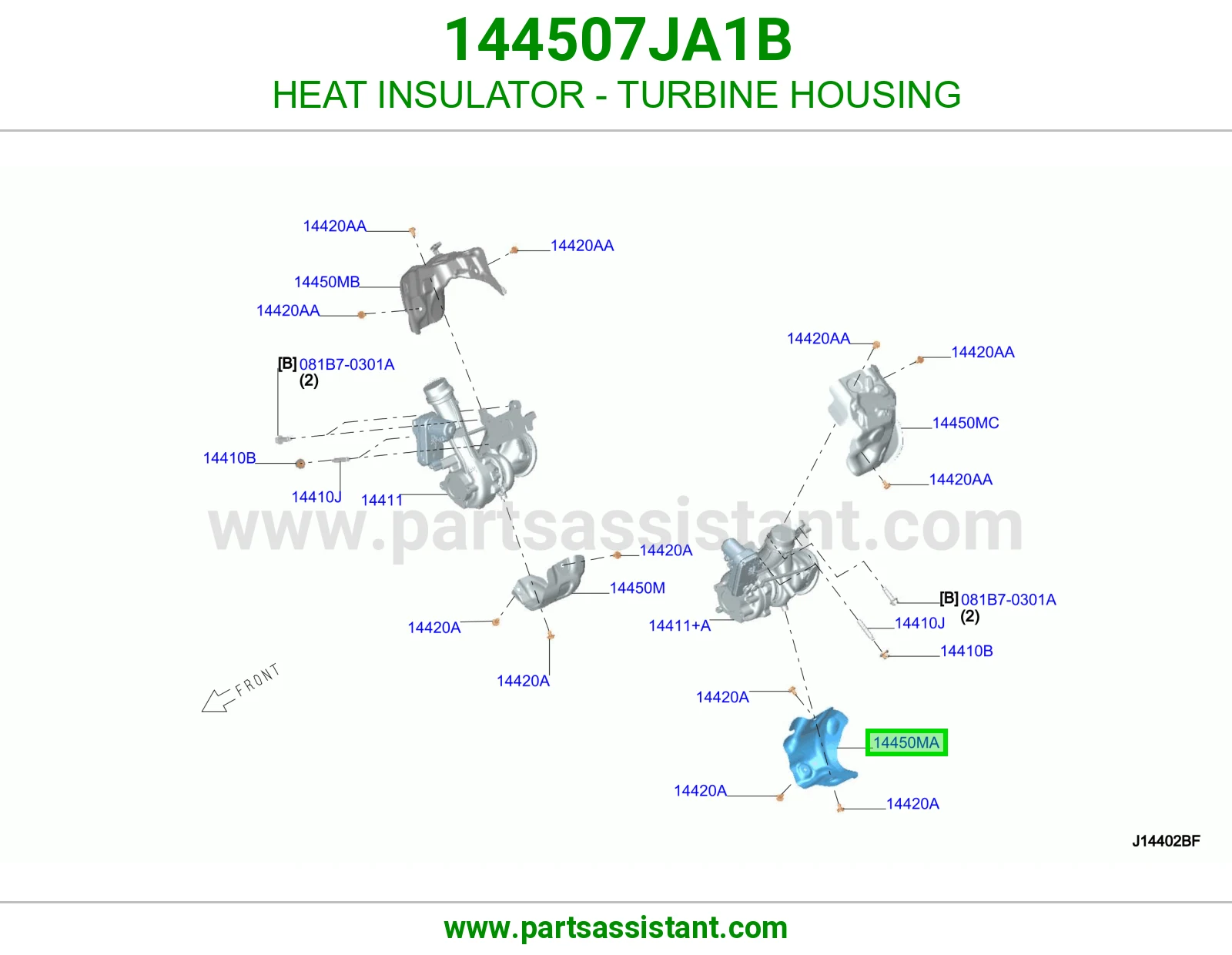 عازل حرارة علبة تيربو 144507JA1B