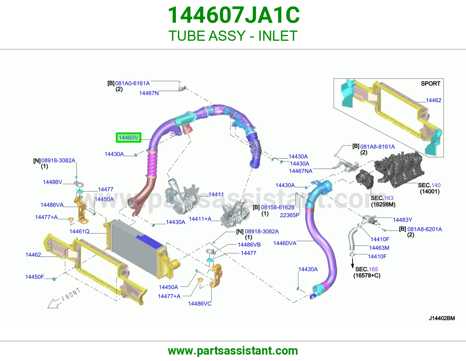 ماسورة مدخل كاملة 144607JA1C