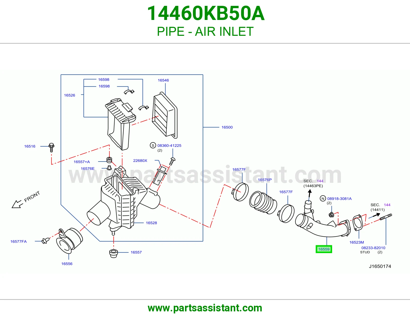 ماسورة مدخل هواء 14460KB50A