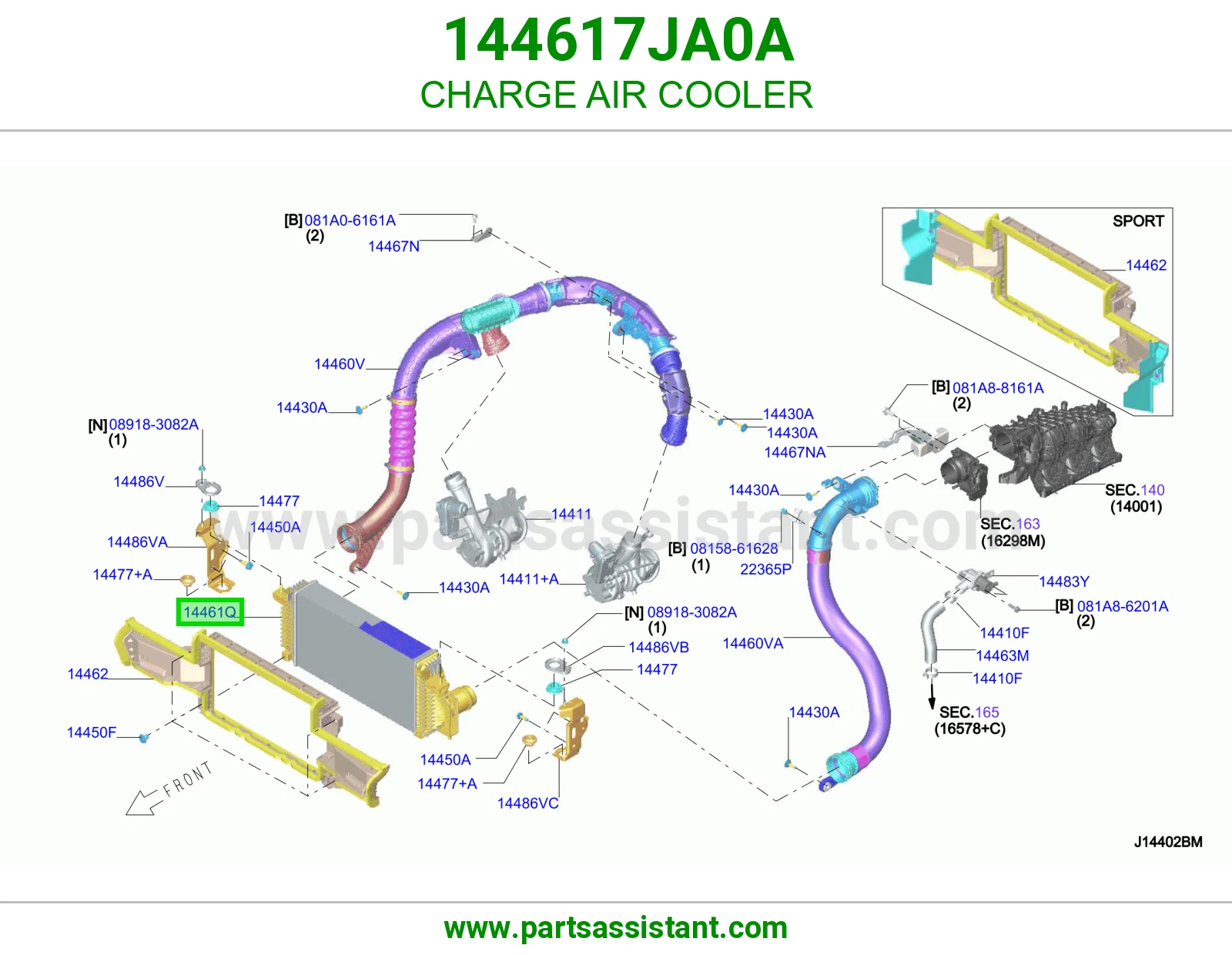 رديتر مبرد تيربو 144617JA0A