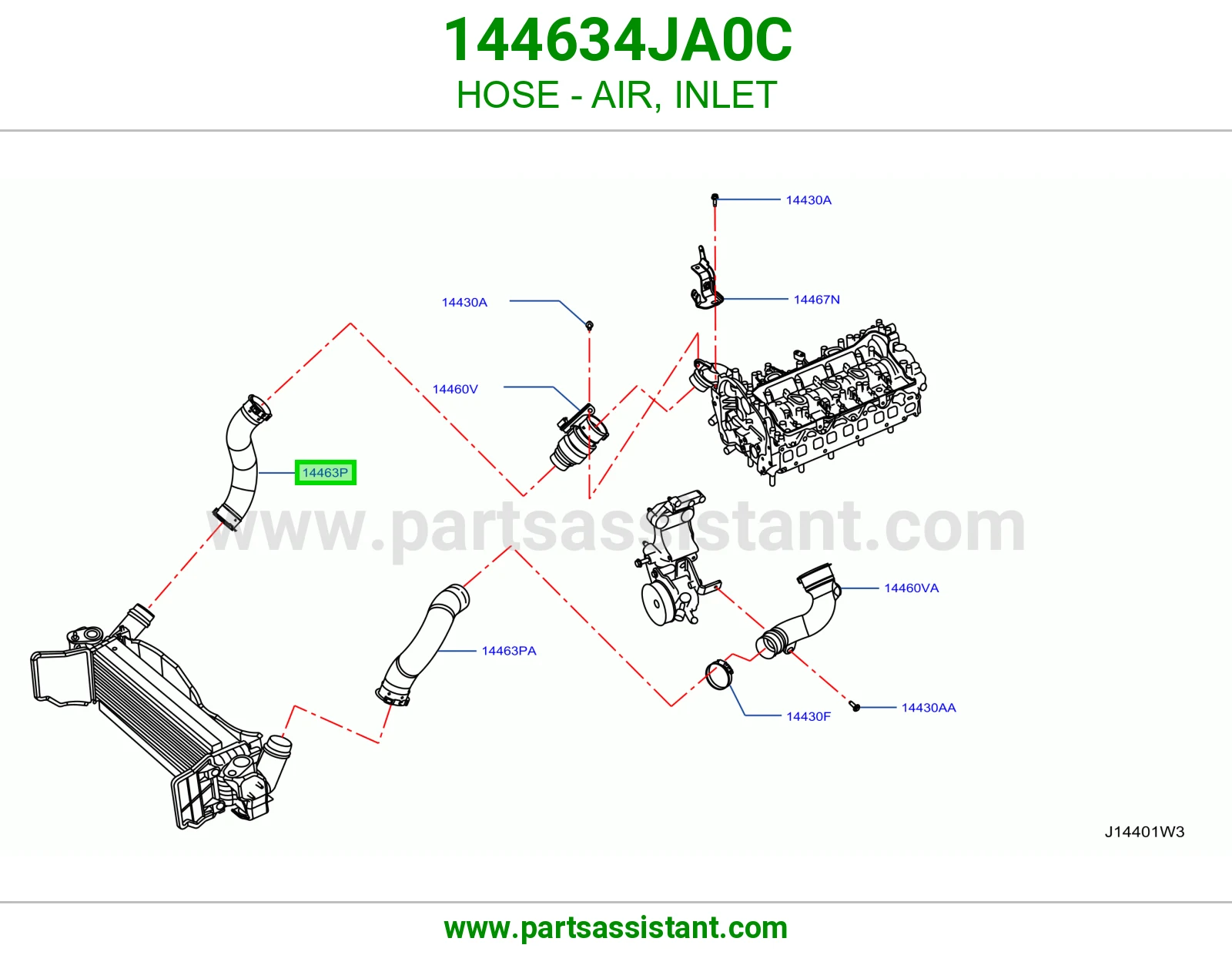 HOSE - AIR, INLET 144634JA0C