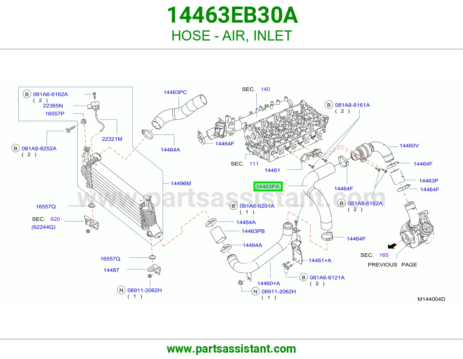 HOSE - AIR, INLET 14463EB30A