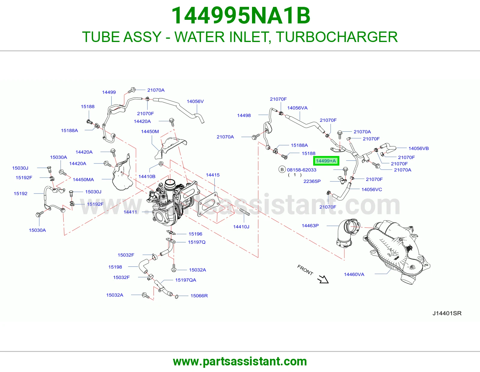 ماسورة كوع ماء تيربو كاملة 144995NA1B