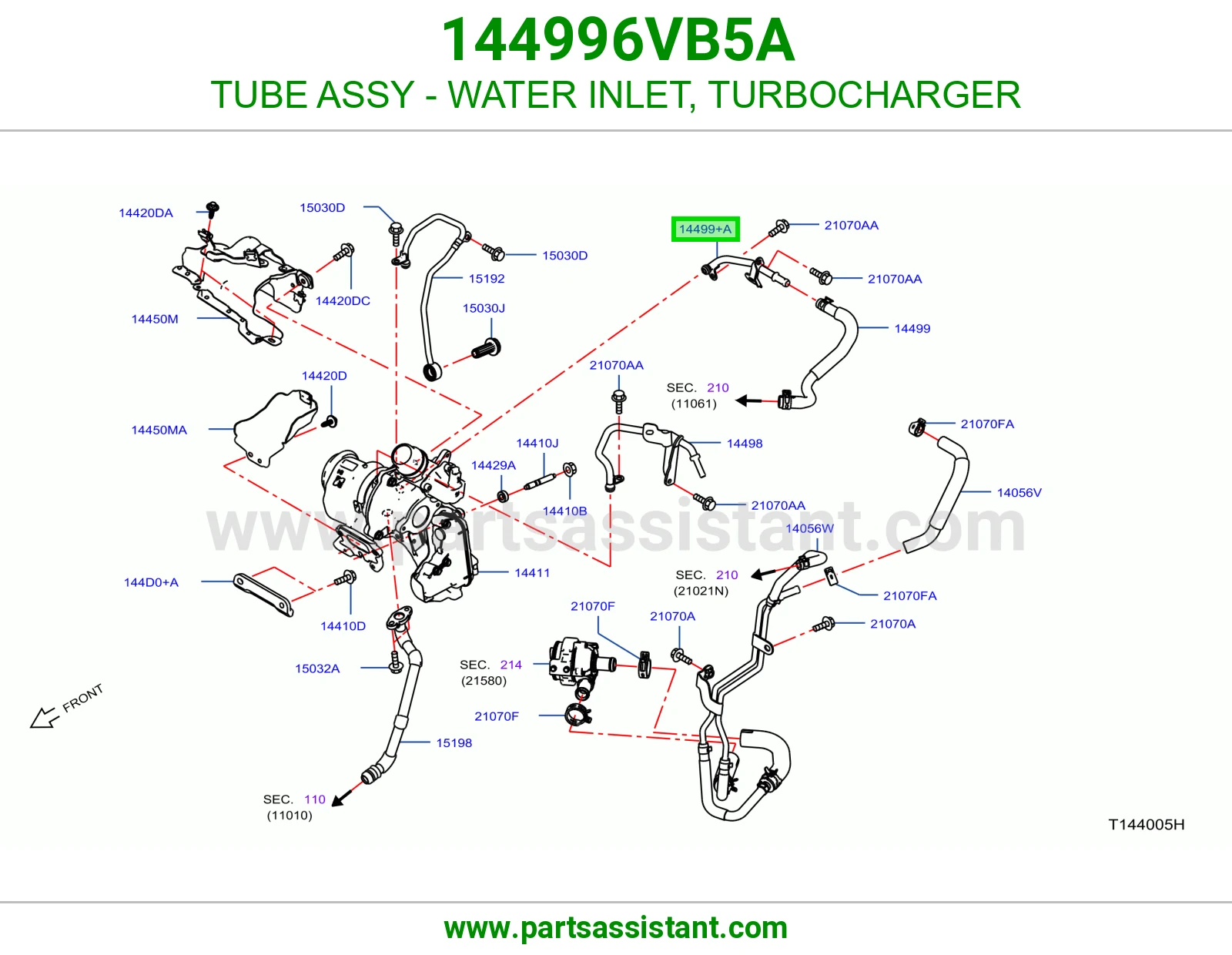ماسورة كوع ماء تيربو كاملة 144996VB5A
