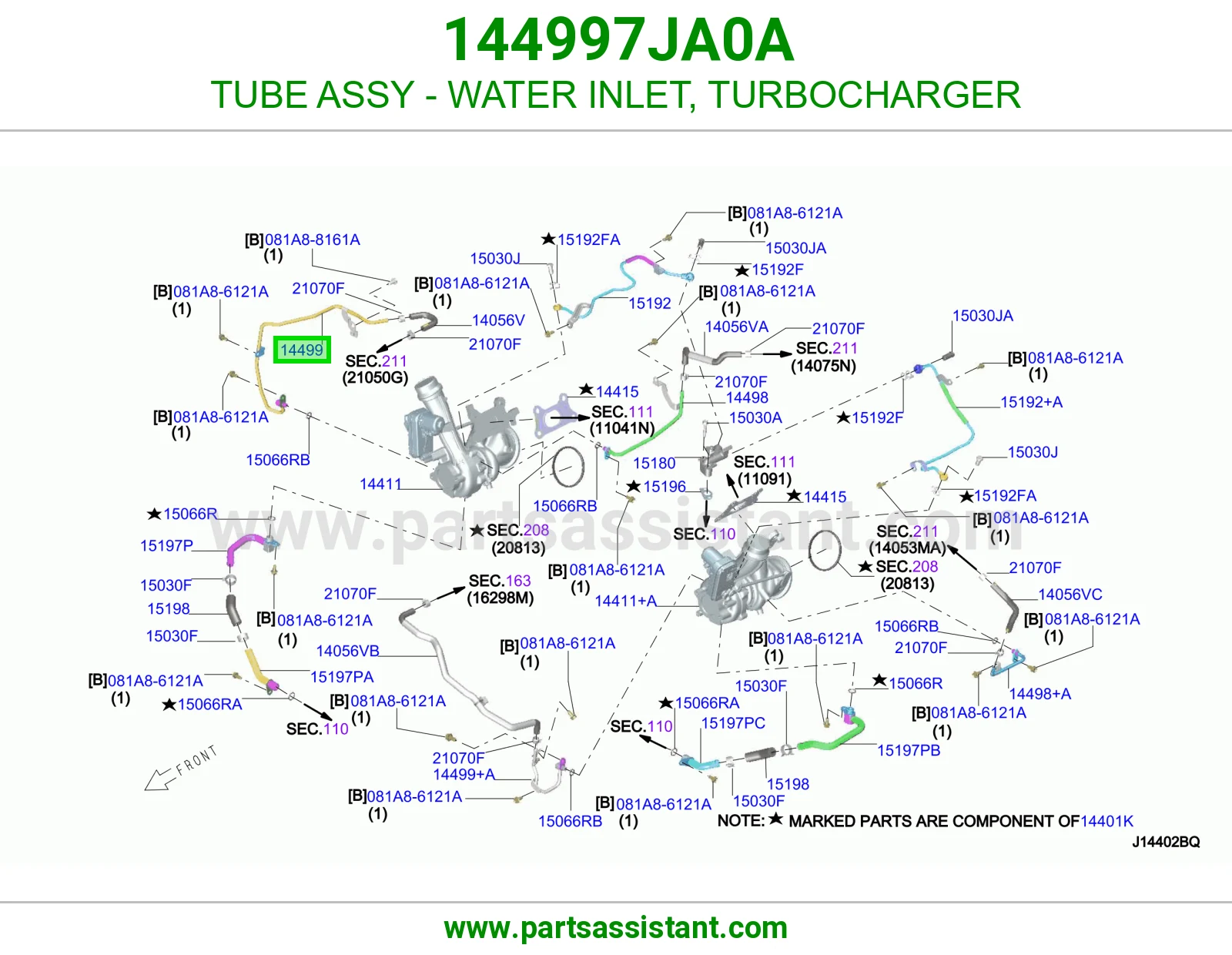 ماسورة كوع ماء تيربو كاملة 144997JA0A