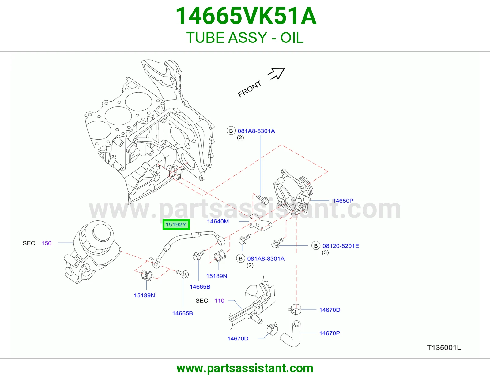 TUBE ASSY - OIL 14665VK51A