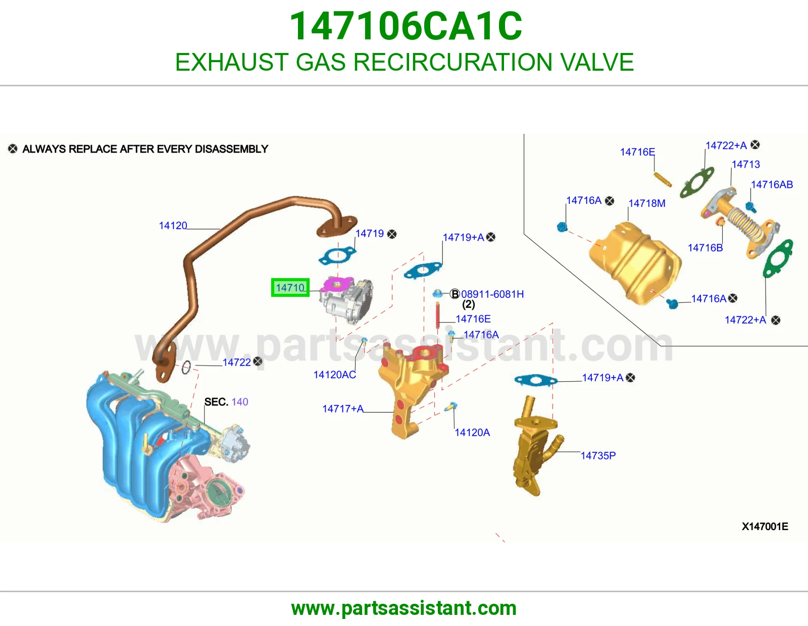 EXHAUST GAS RECIRCURATION VALVE 147106CA1C