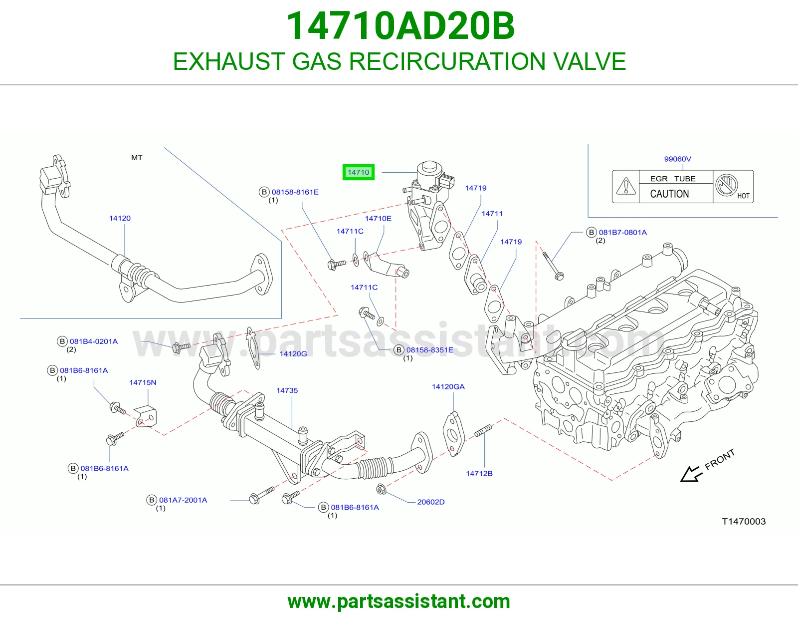 EXHAUST GAS RECIRCURATION VALVE 14710AD20B