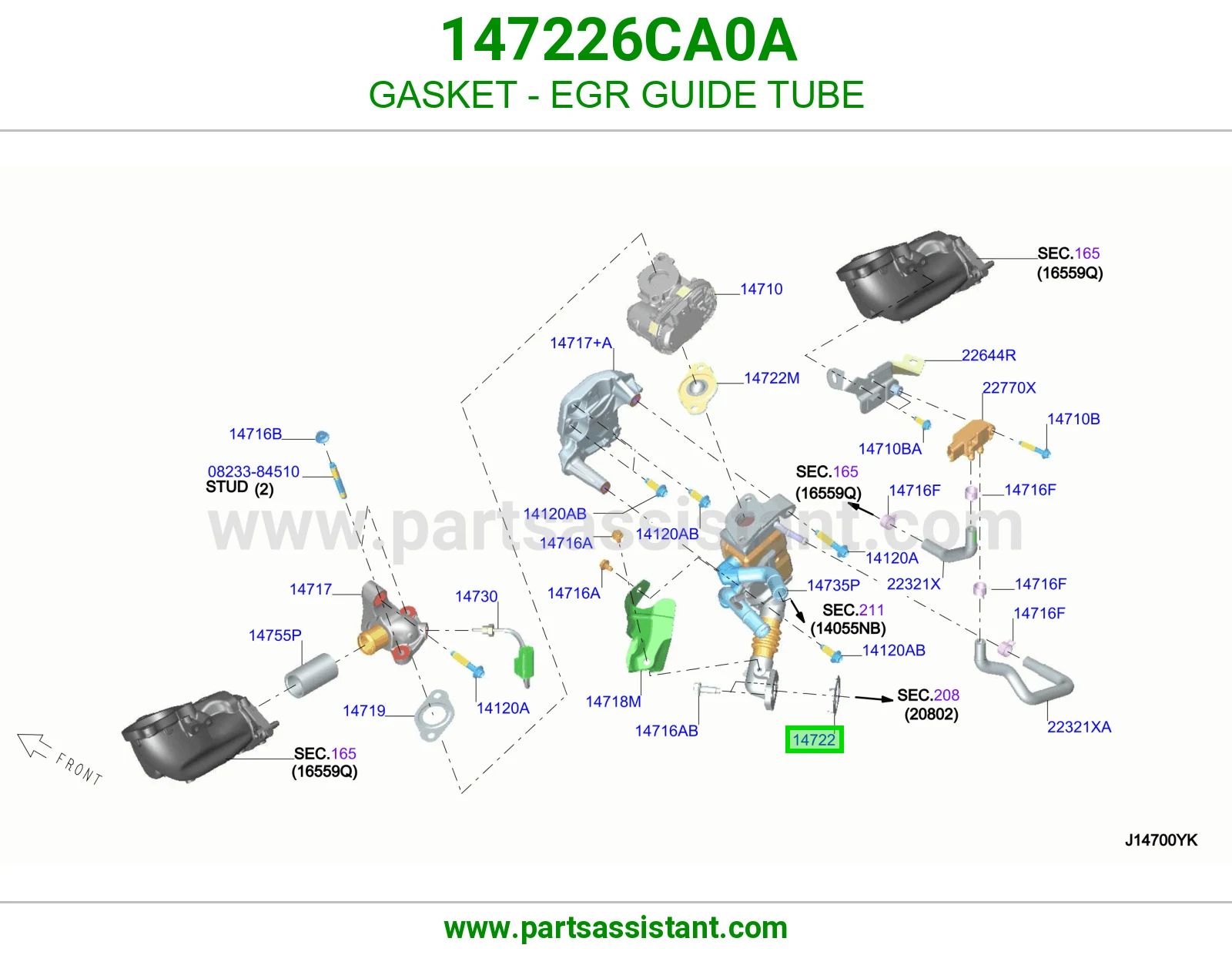 وجه ماسورة توجيه EGR 147226CA0A