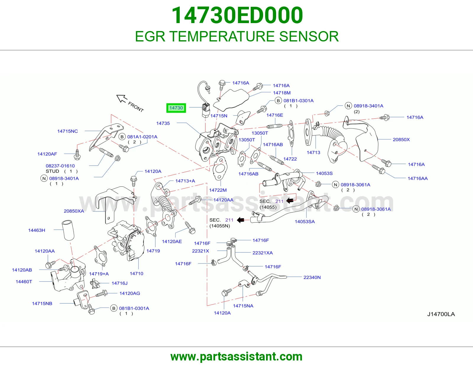 حساس حرارة EGR 14730ED000