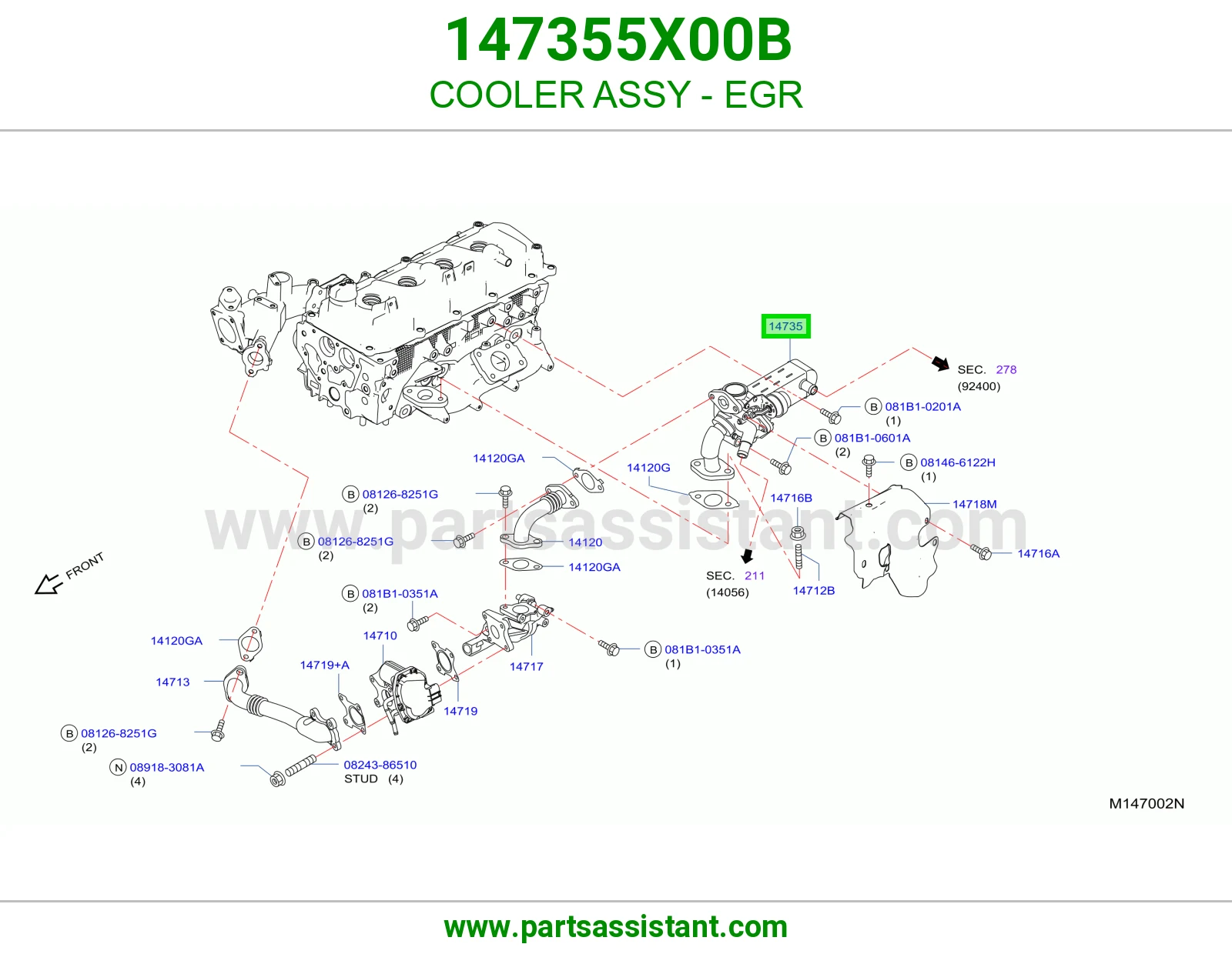 ماسورة توجيه EGR 147355X00B