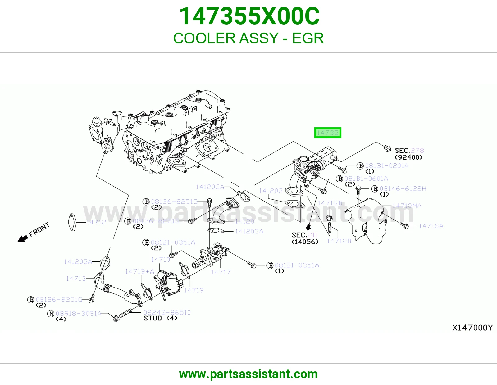 ماسورة توجيه EGR 147355X00C