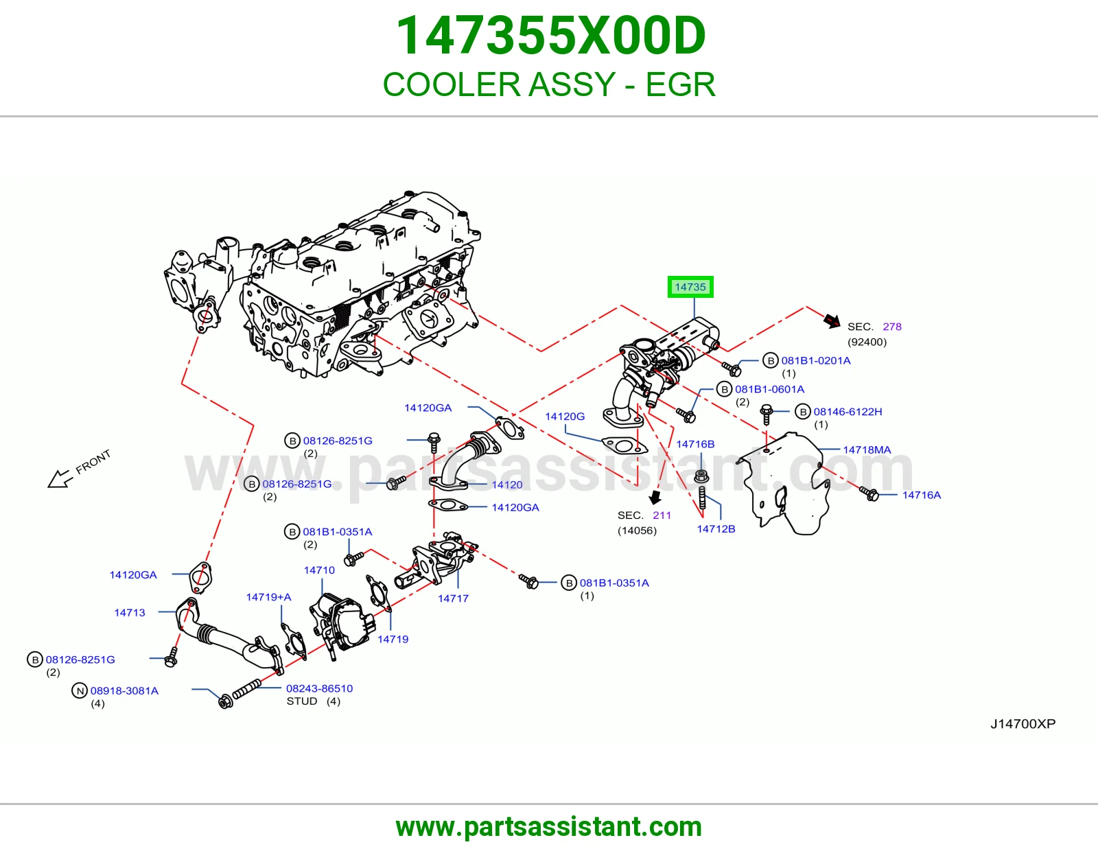 COOLER ASSY - EGR 147355X00D