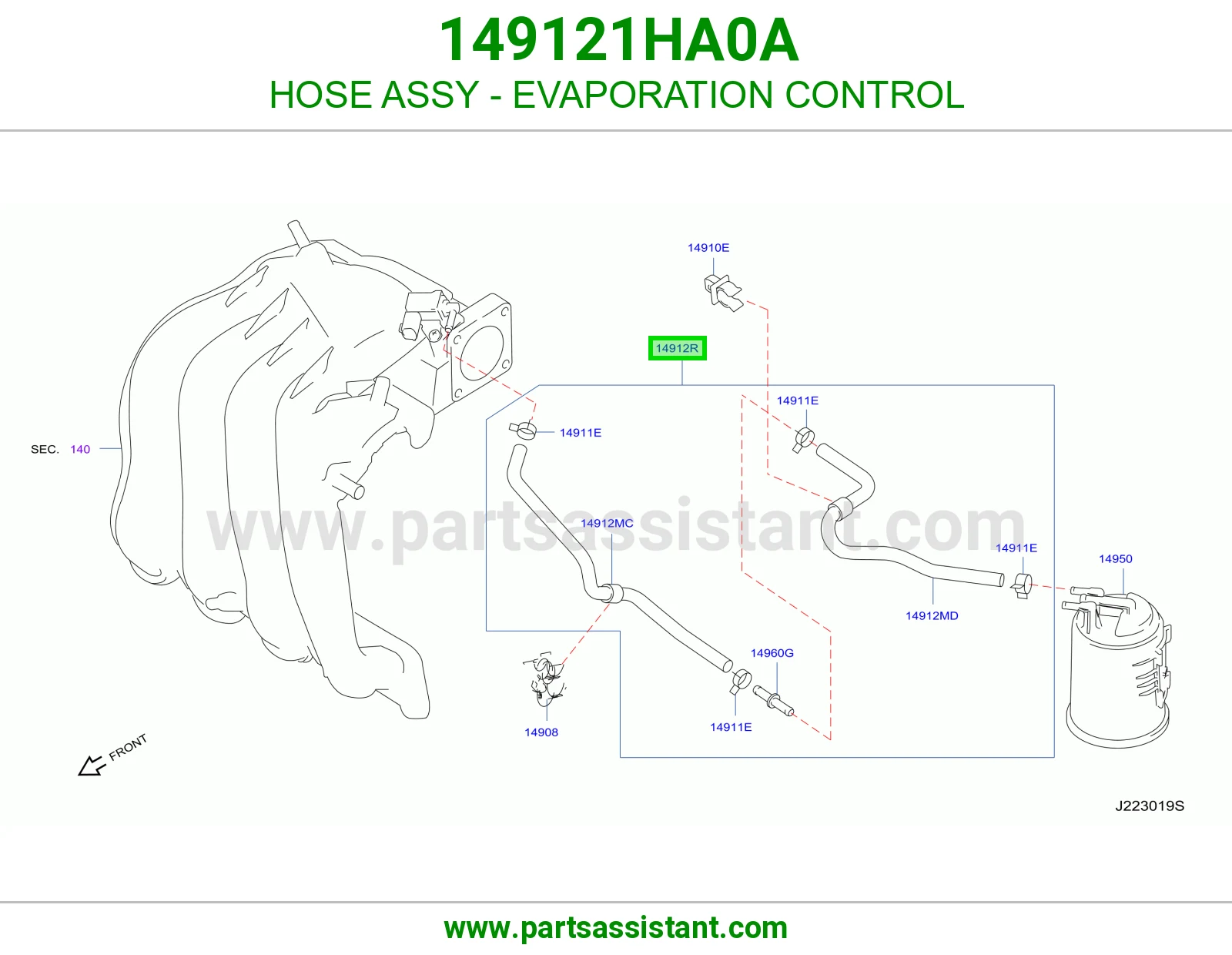 لي تحكم أبخرة البنزين كامل 149121HA0A