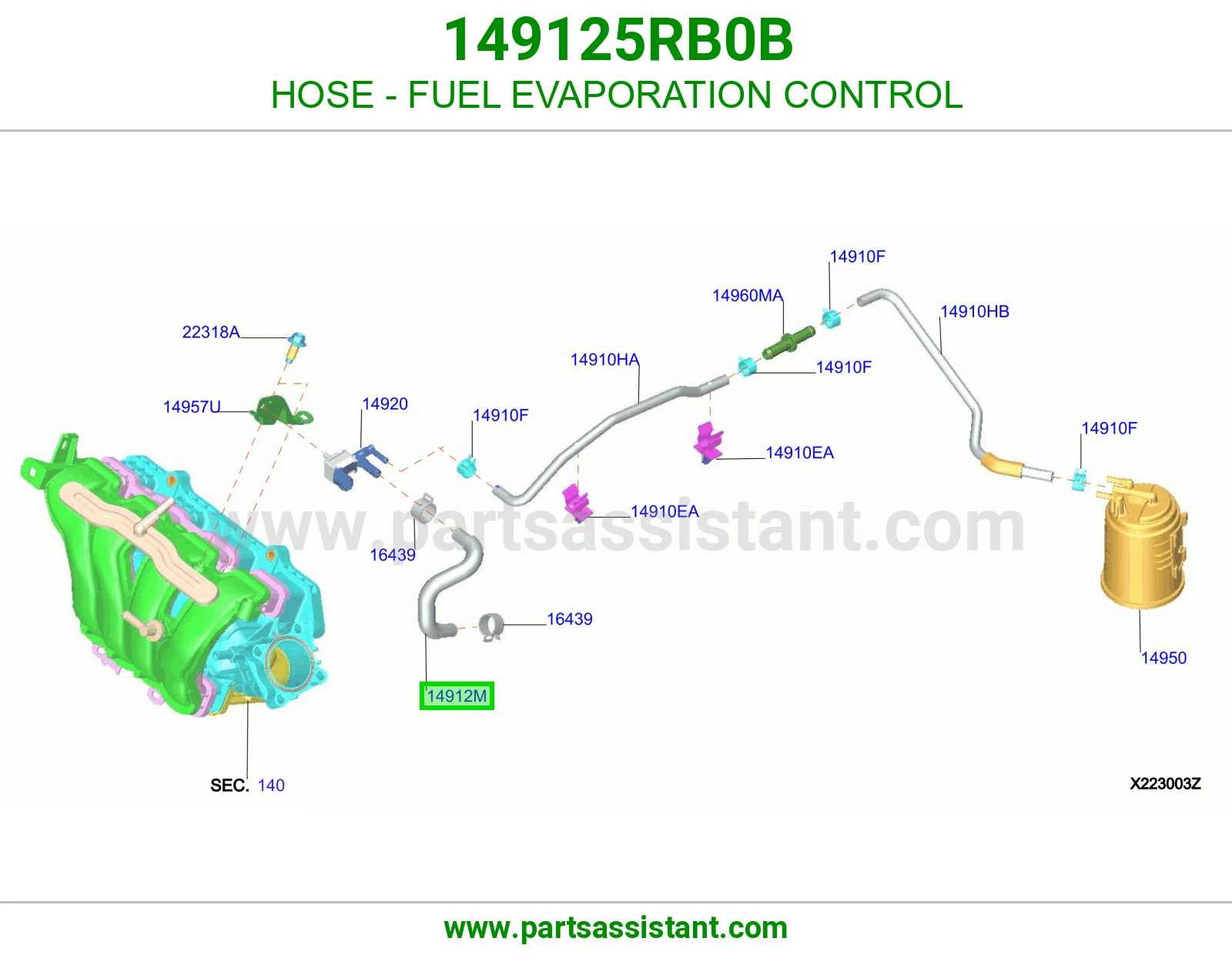لي تحكم أبخرة البنزين 149125RB0B
