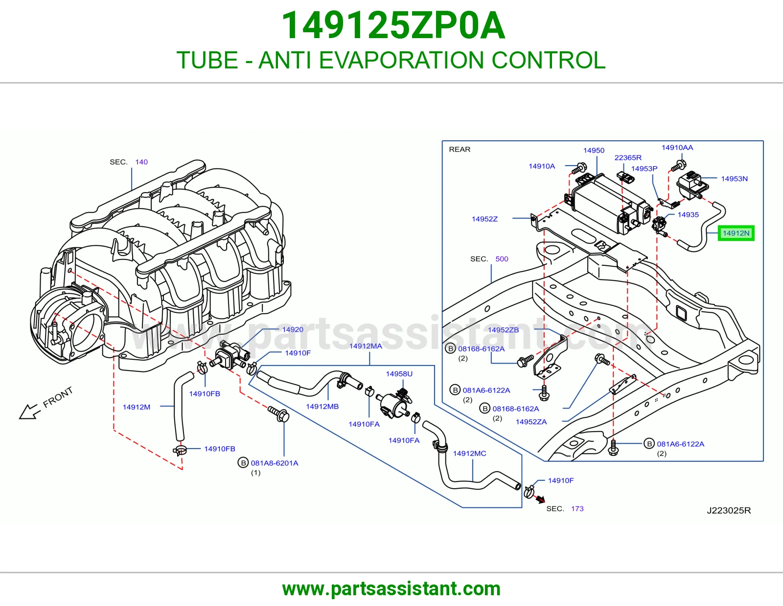 أنبوب مضاد تبخر تحكم 149125ZP0A