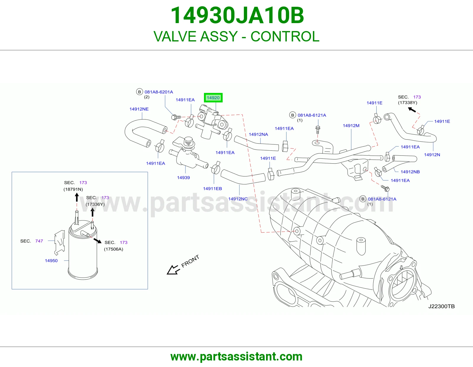 بلف حساس هواء 14930JA10B