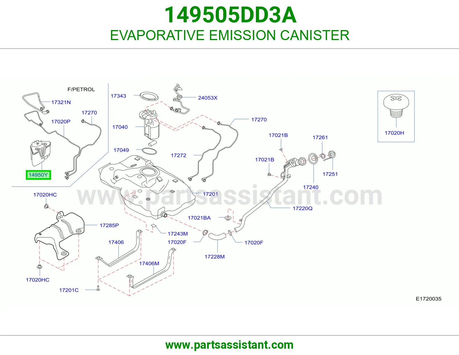 EVAPORATIVE EMISSION CANISTER 149505DD3A