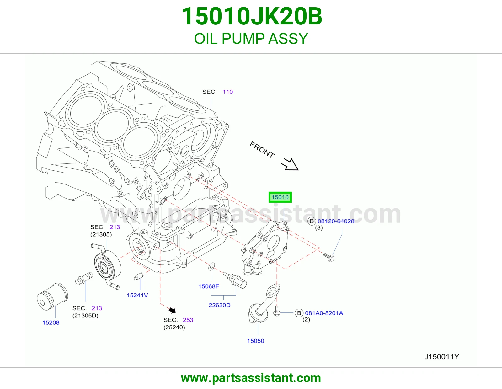 OIL PUMP ASSY 15010JK20B