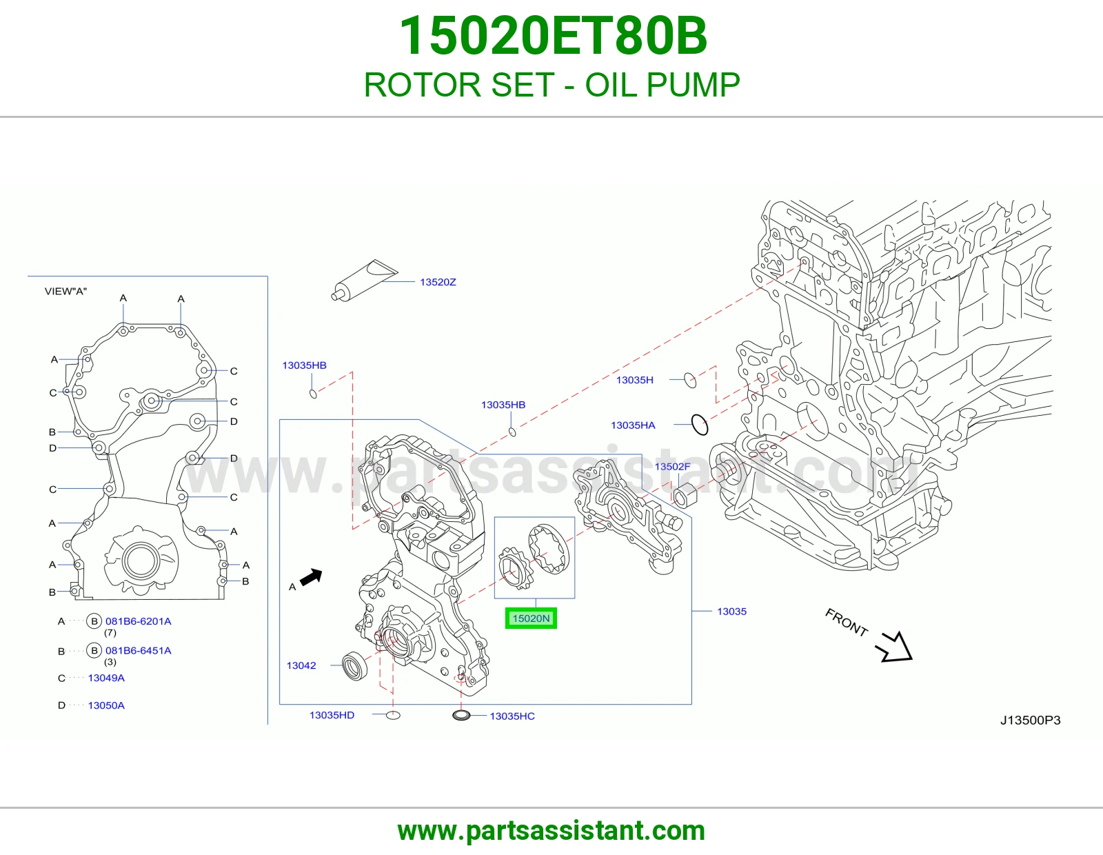طقم روتر طرمبة زيت 15020ET80B