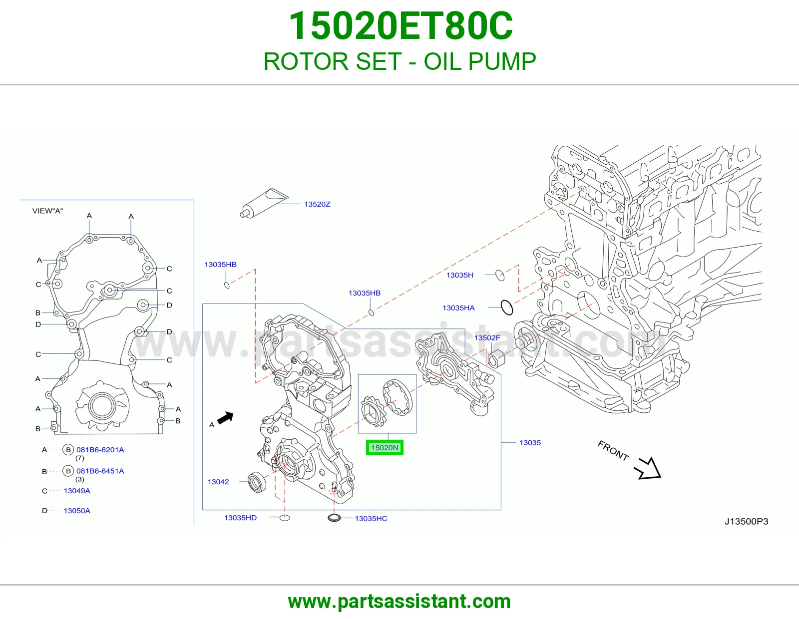 طقم روتر طرمبة زيت 15020ET80C