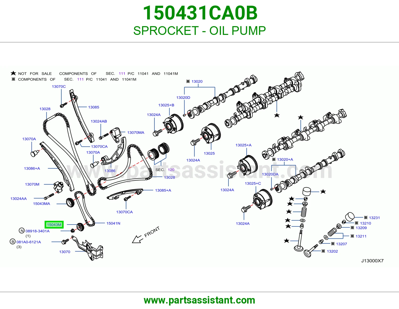 ترس جنزير طرمبة زيت 150431CA0B