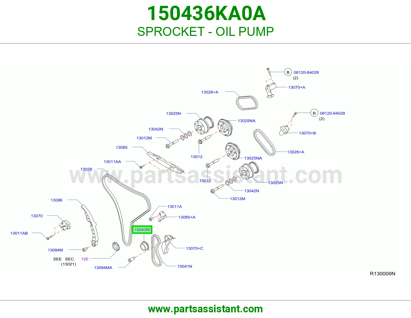 ترس جنزير طرمبة زيت 150436KA0A
