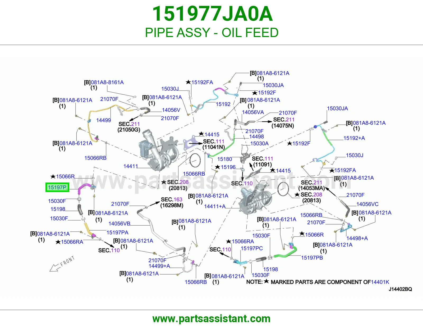 ماسورة تغذية زيت كاملة 151977JA0A