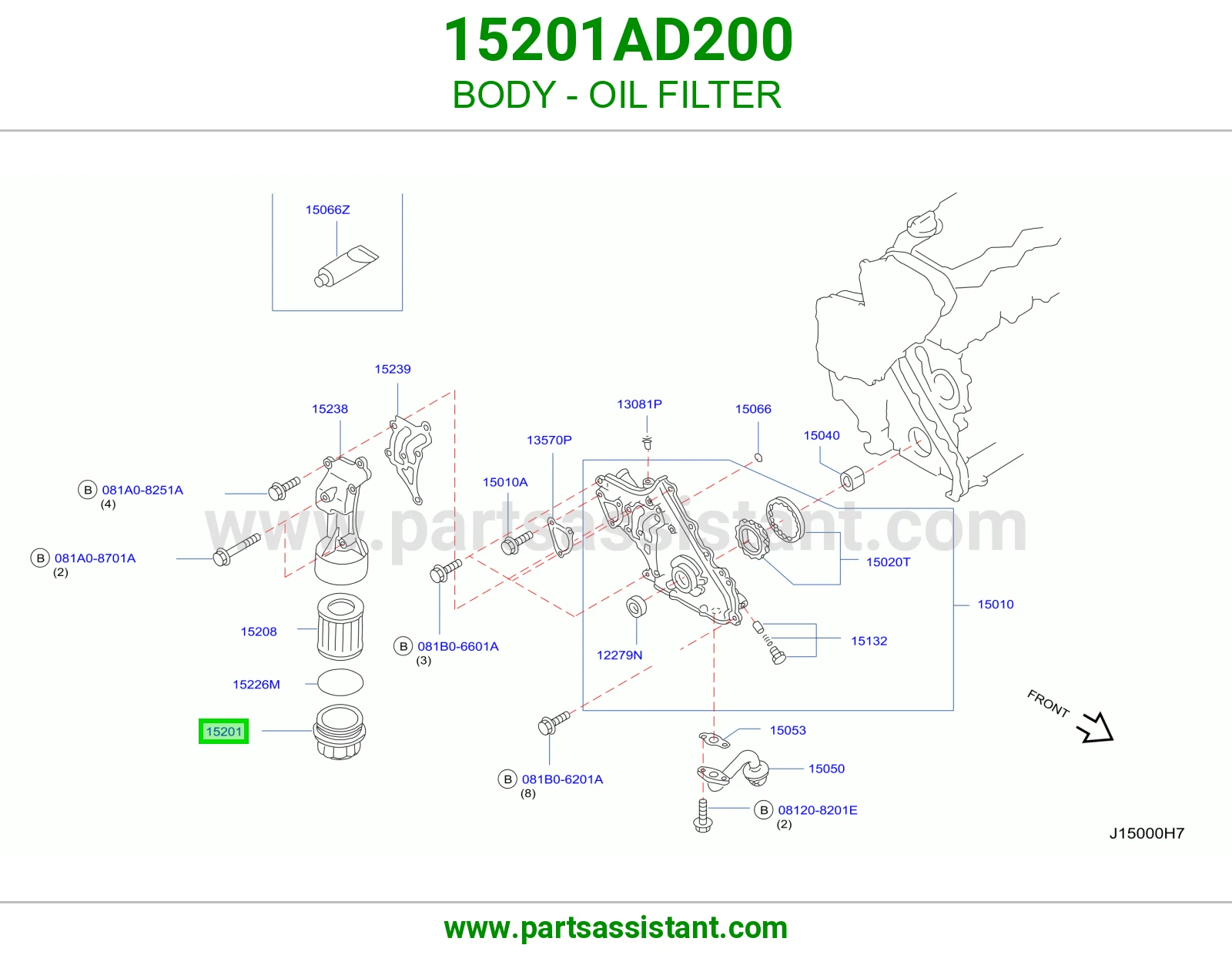 غطا سيفون فلتر زيت 15201AD200