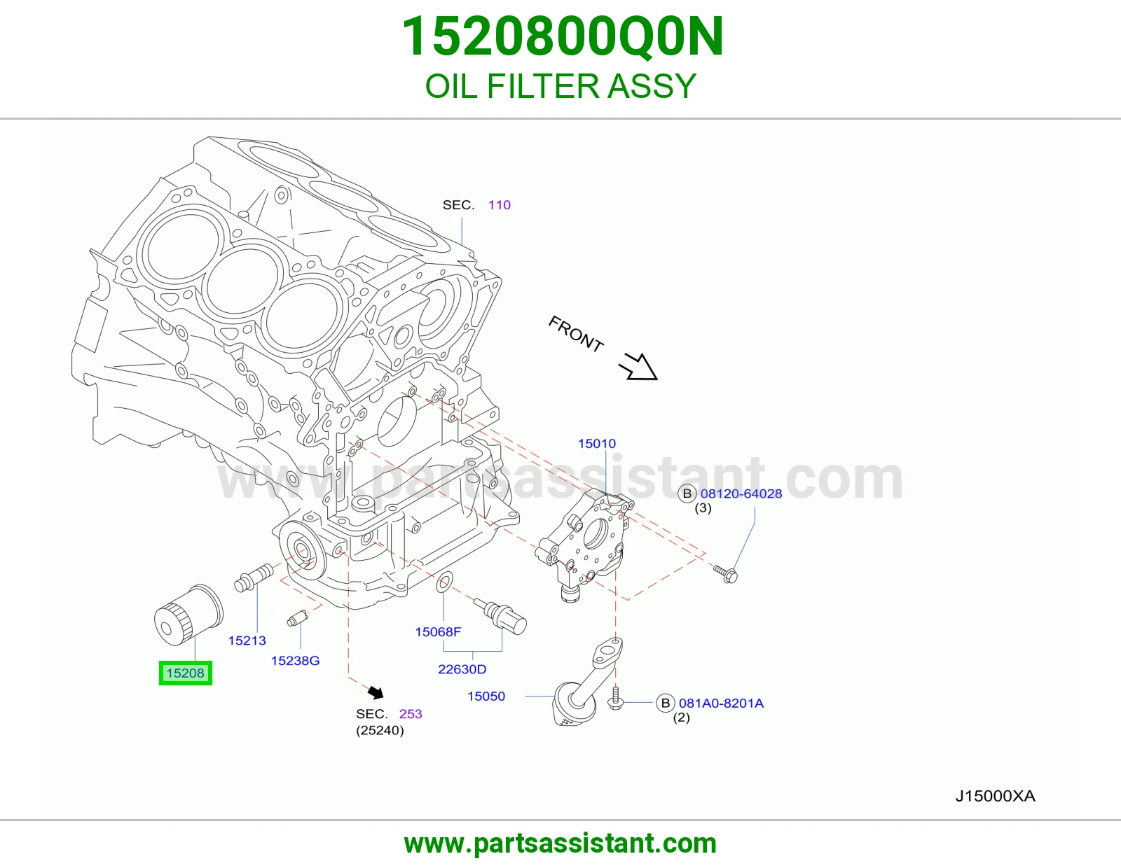 فلتر زيت مكينه 1520800Q0N