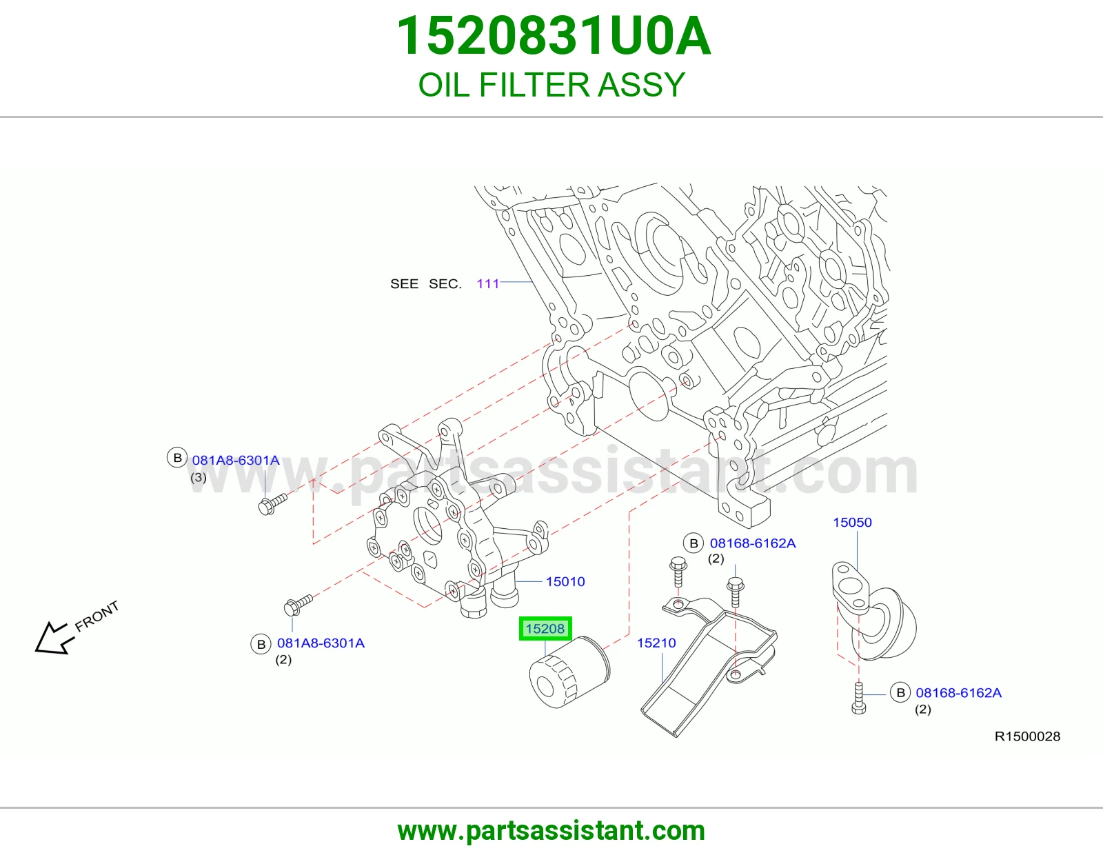 فلتر زيت مكينه 1520831U0A