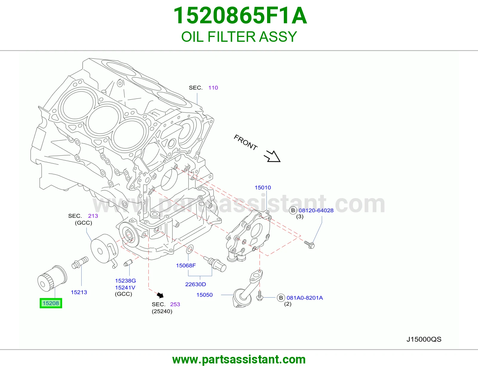 OIL FILTER ASSY 1520865F1A