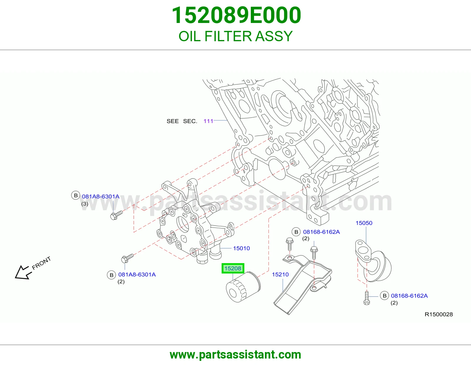 فلتر زيت مكينه 152089E000