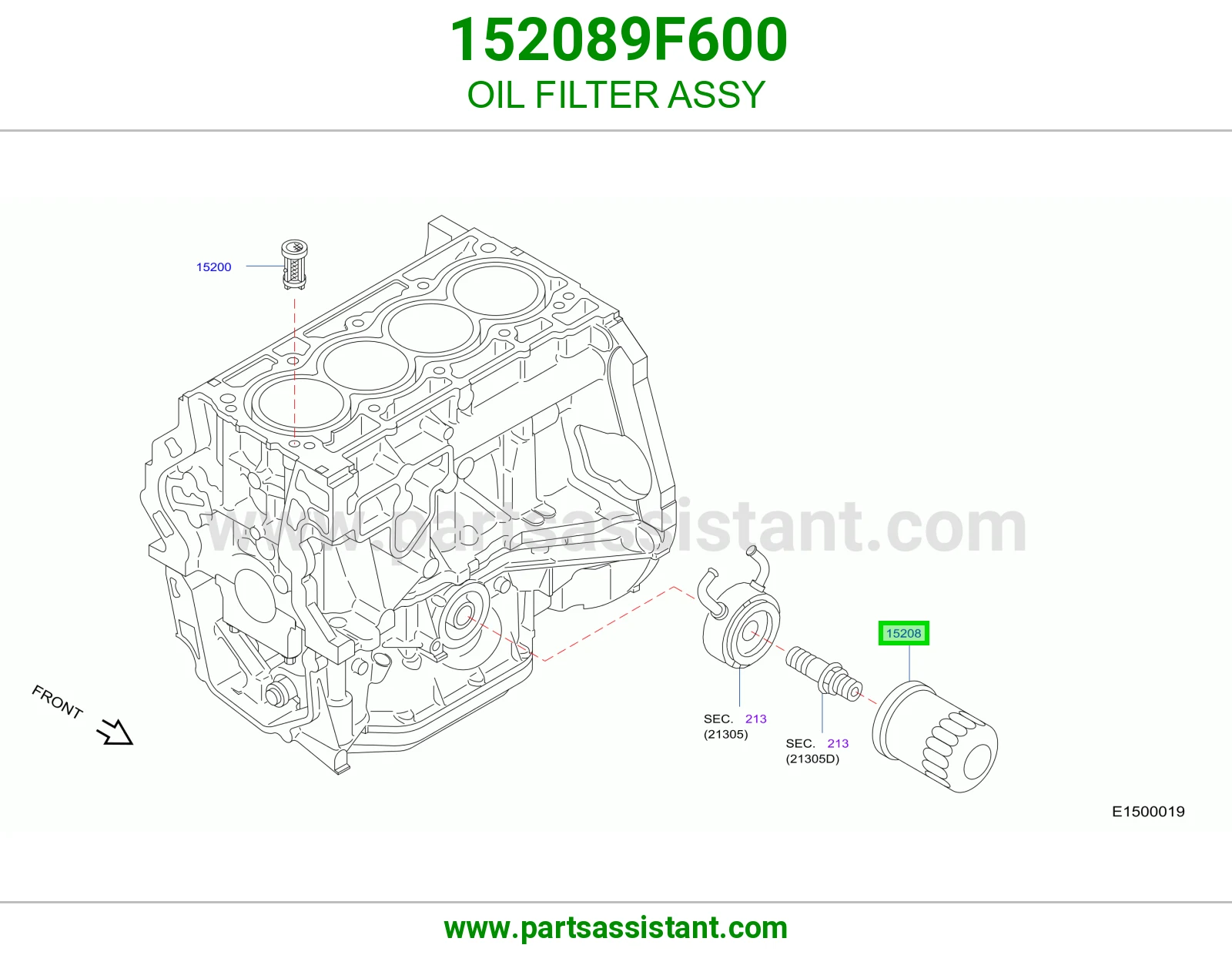 فلتر زيت مكينه 152089F600