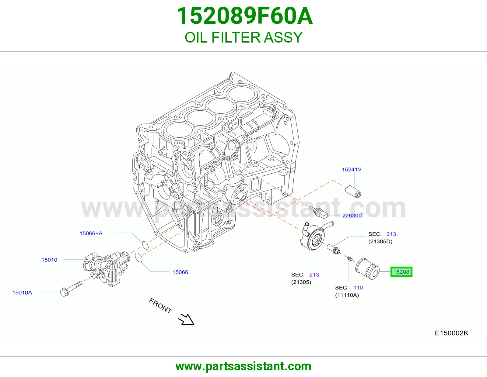 فلتر زيت مكينه 152089F60A