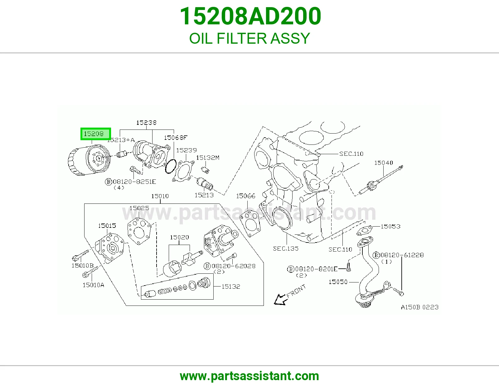 فلتر زيت مكينه 15208AD200