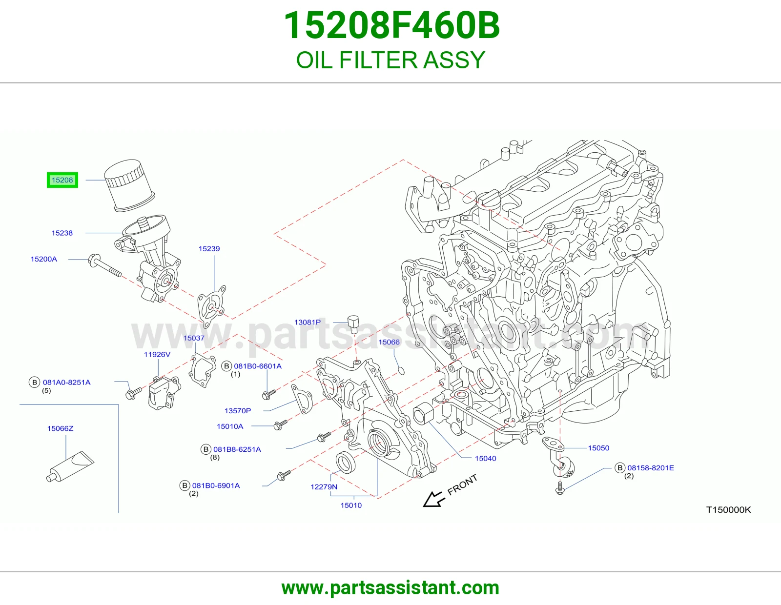 فلتر زيت مكينه 15208F460B