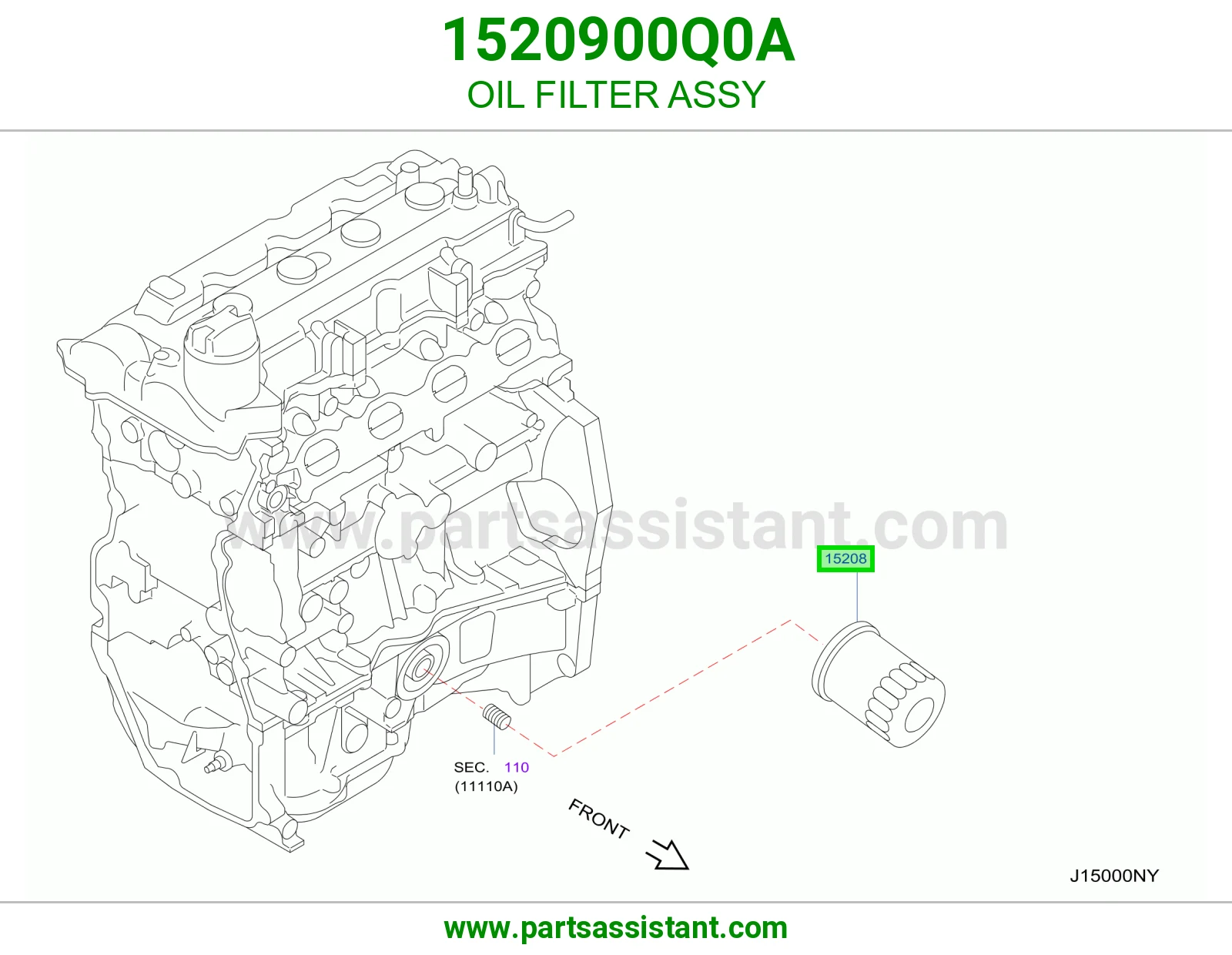 فلتر زيت مكينه 1520900Q0A