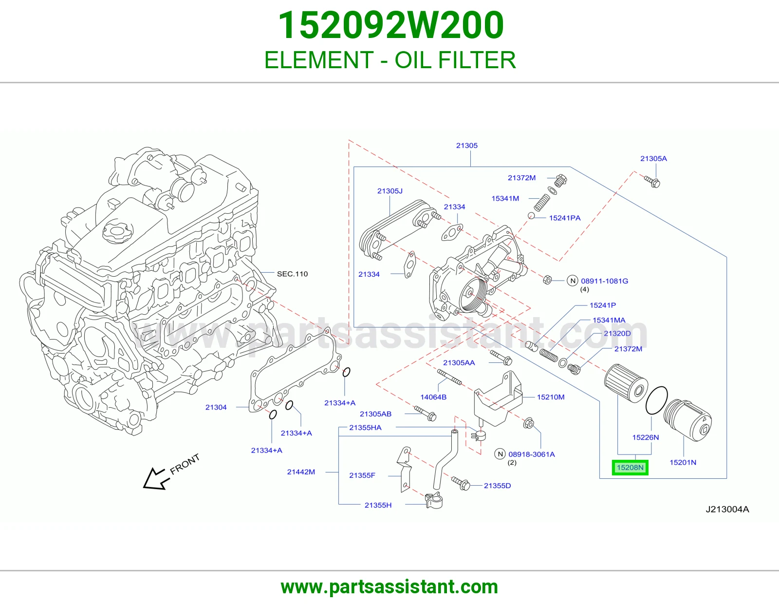 فلتر زيت مكينه 152092W200