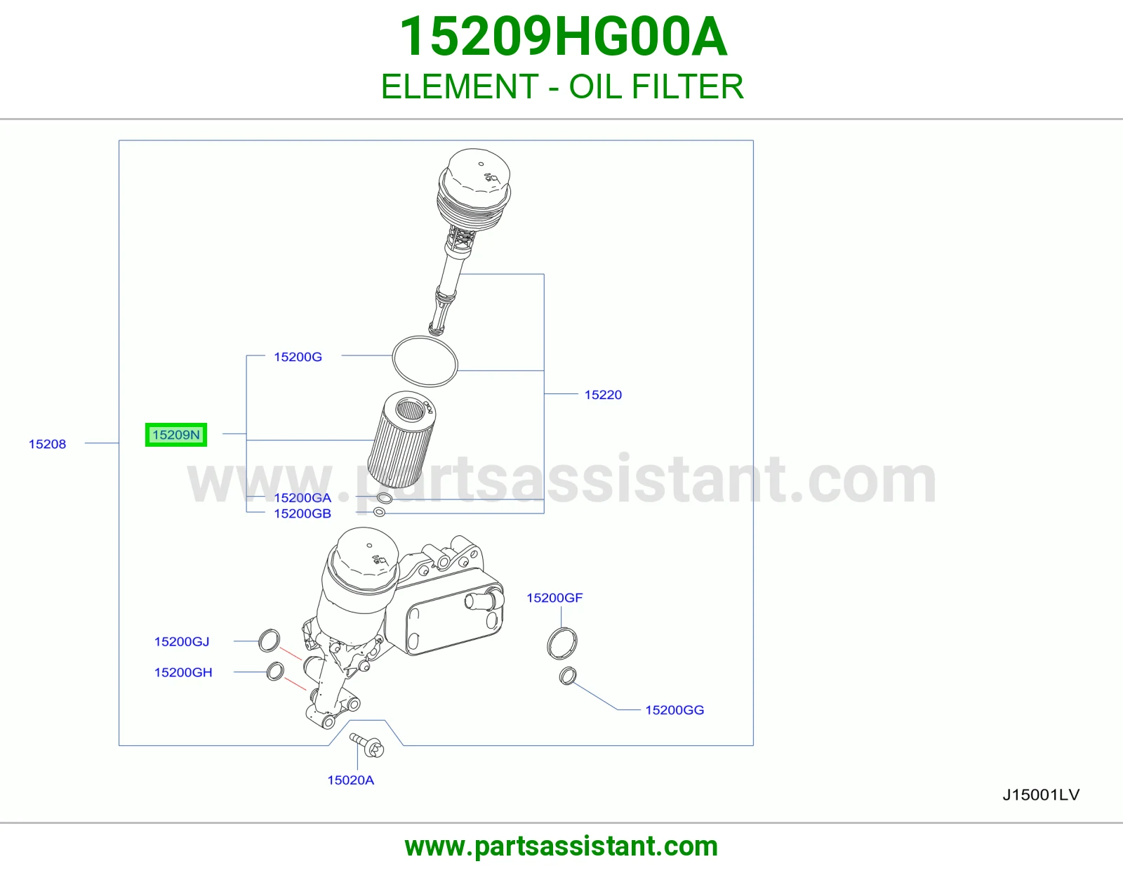 فلتر زيت مكينه 15209HG00A