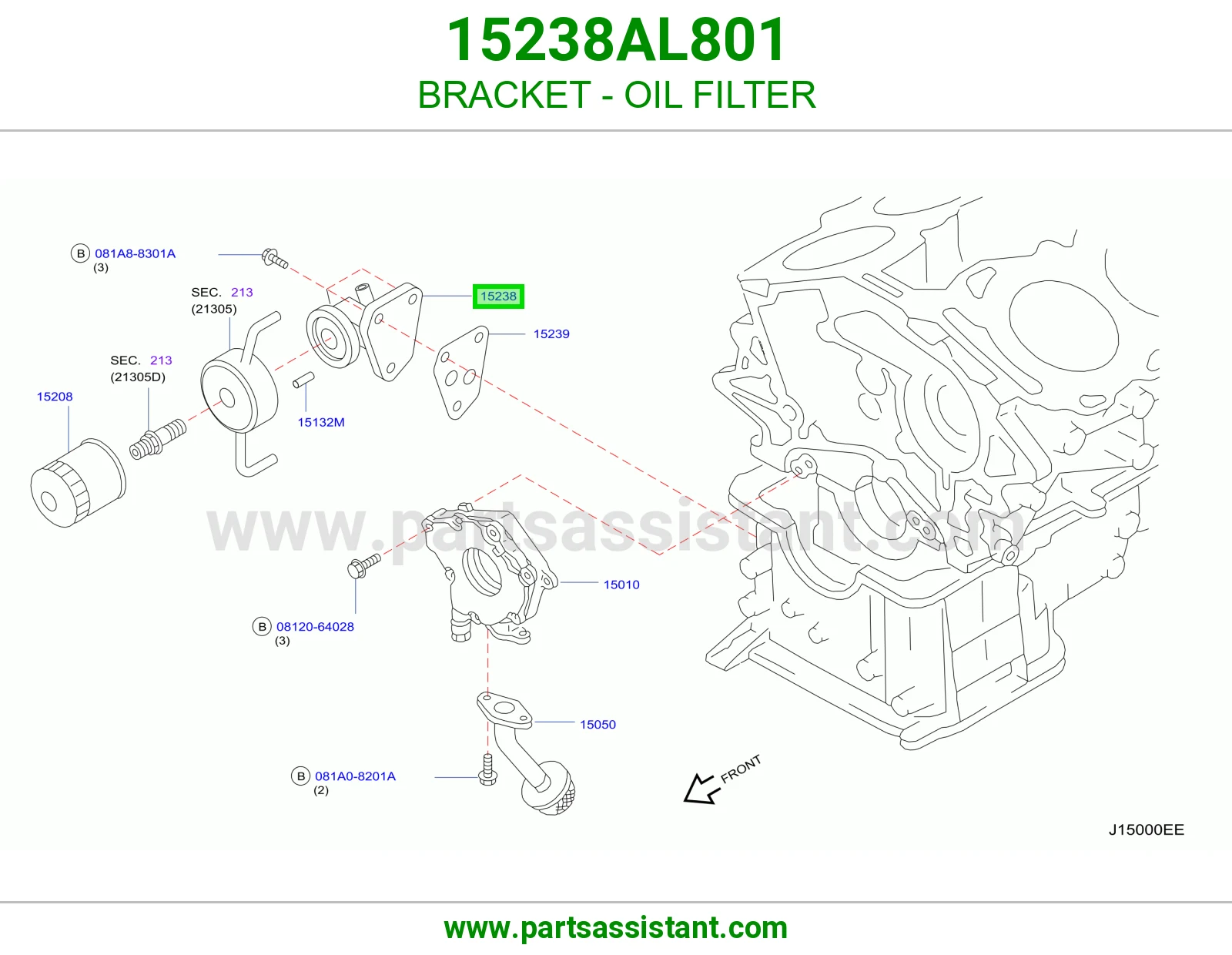 قاعدة فلتر زيت 15238AL801