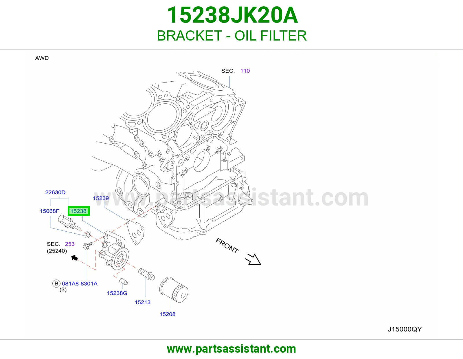 قاعدة فلتر زيت 15238JK20A