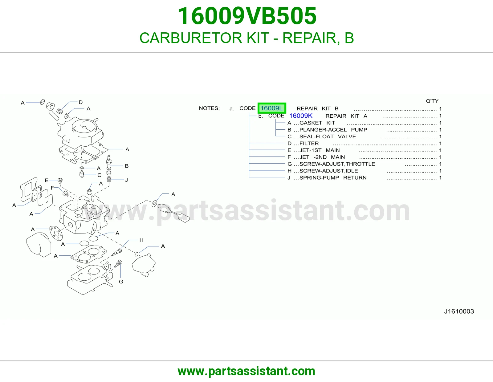 اصلاح كربريتر 16009VB505
