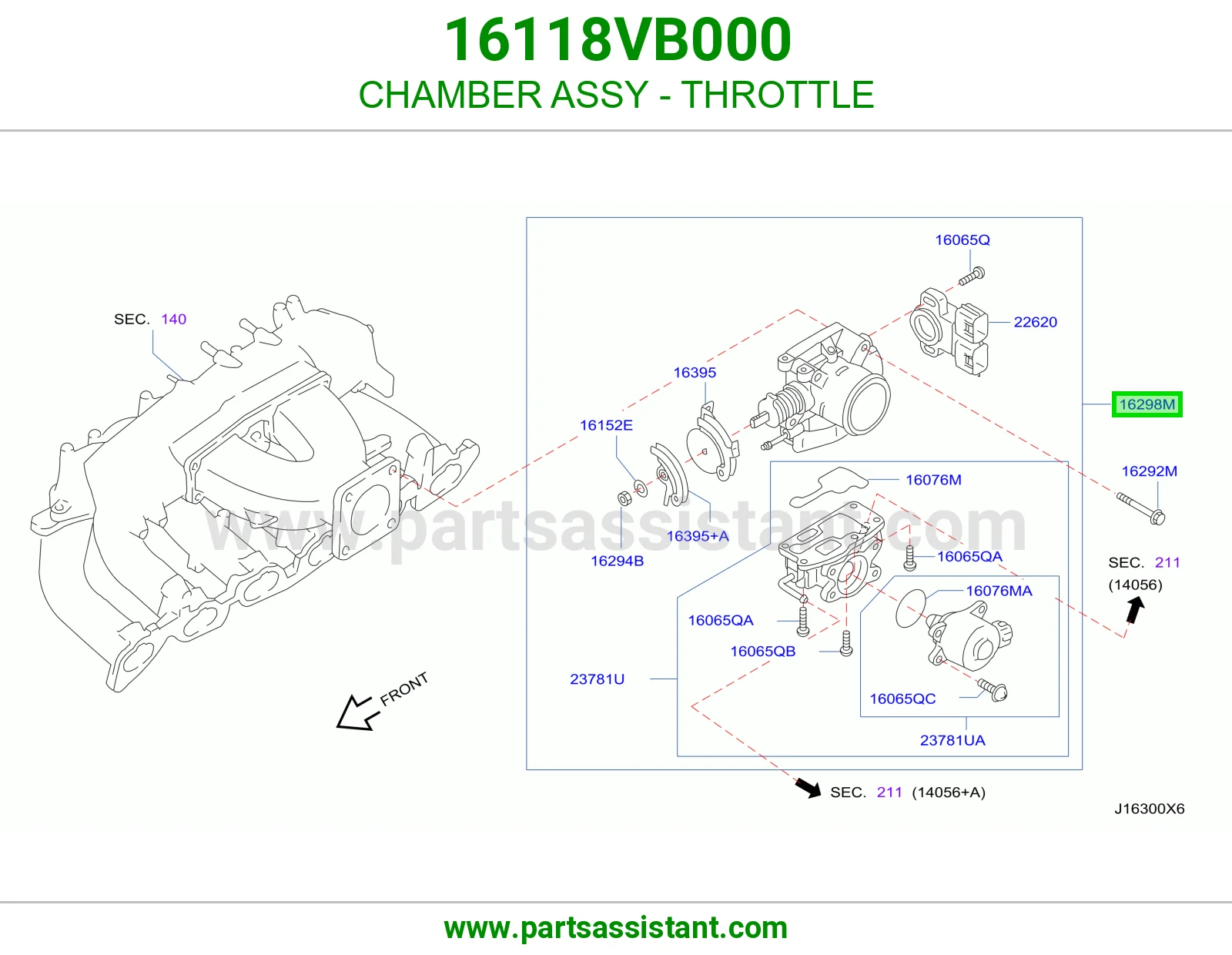CHAMBER ASSY - THROTTLE 16118VB000