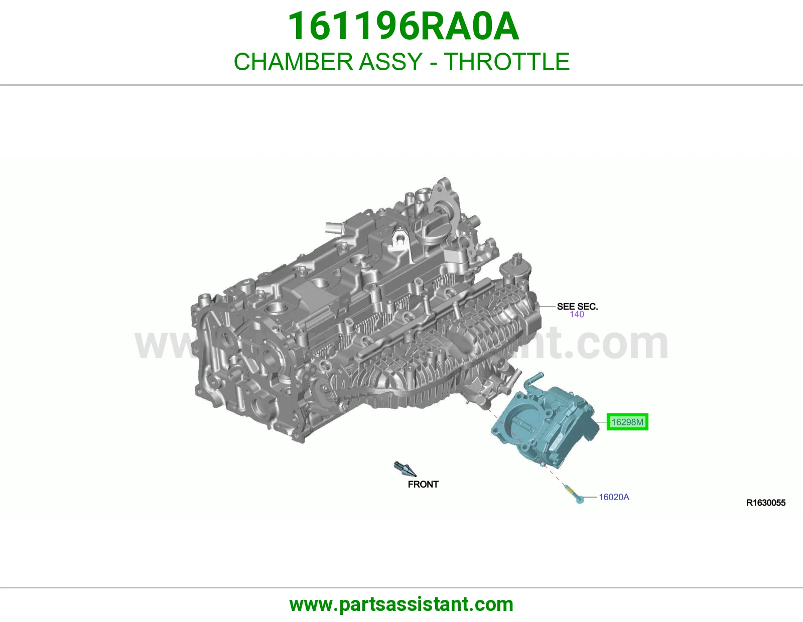 CHAMBER ASSY - THROTTLE 161196RA0A