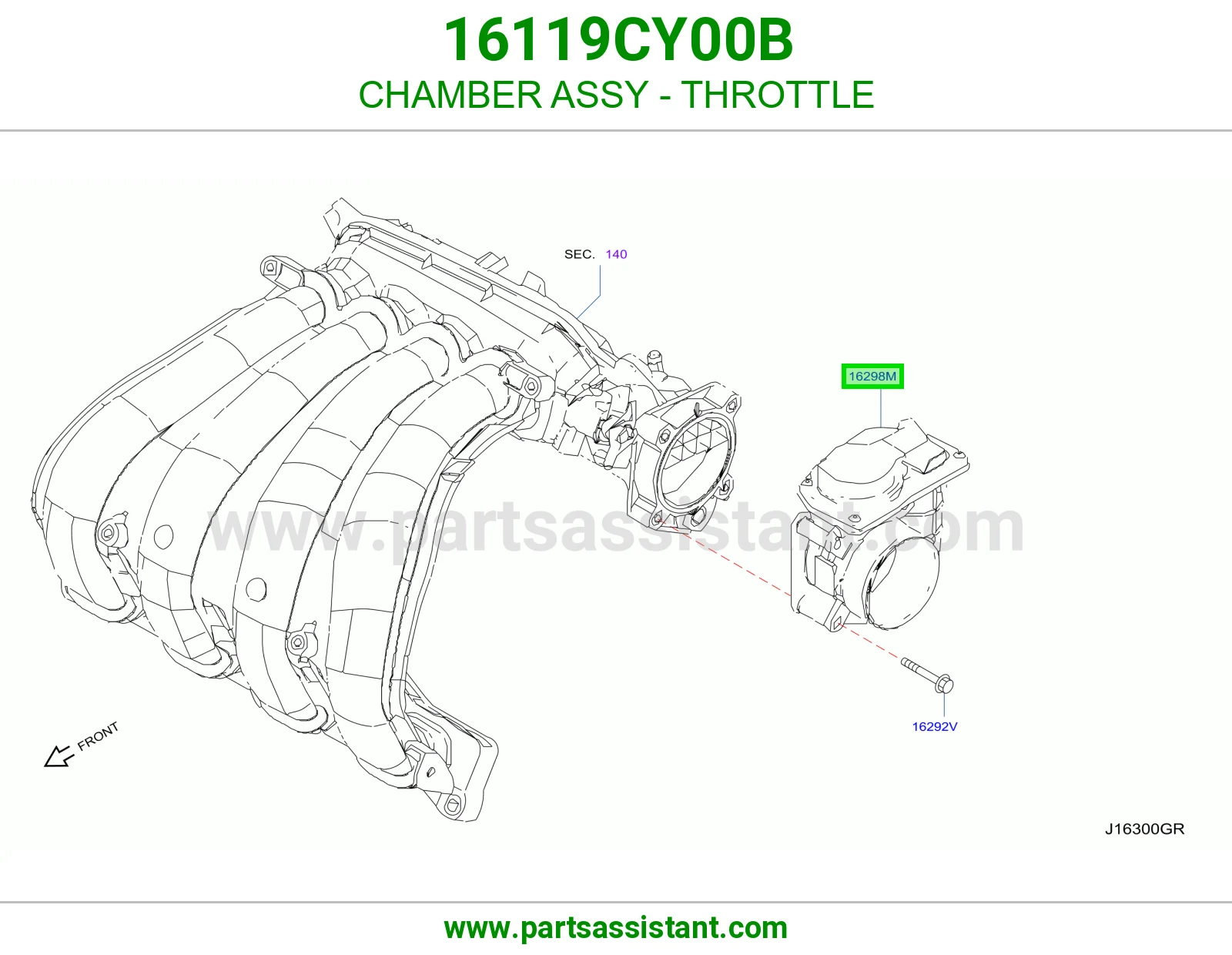 CHAMBER ASSY - THROTTLE 16119CY00B