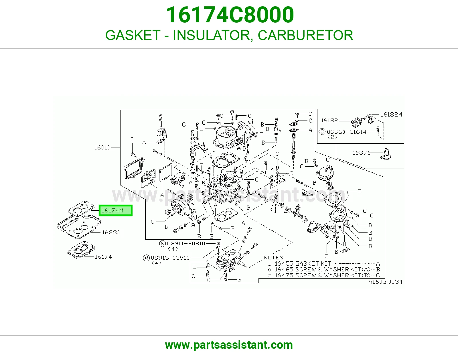 وجه عازل كربريتر 16174C8000