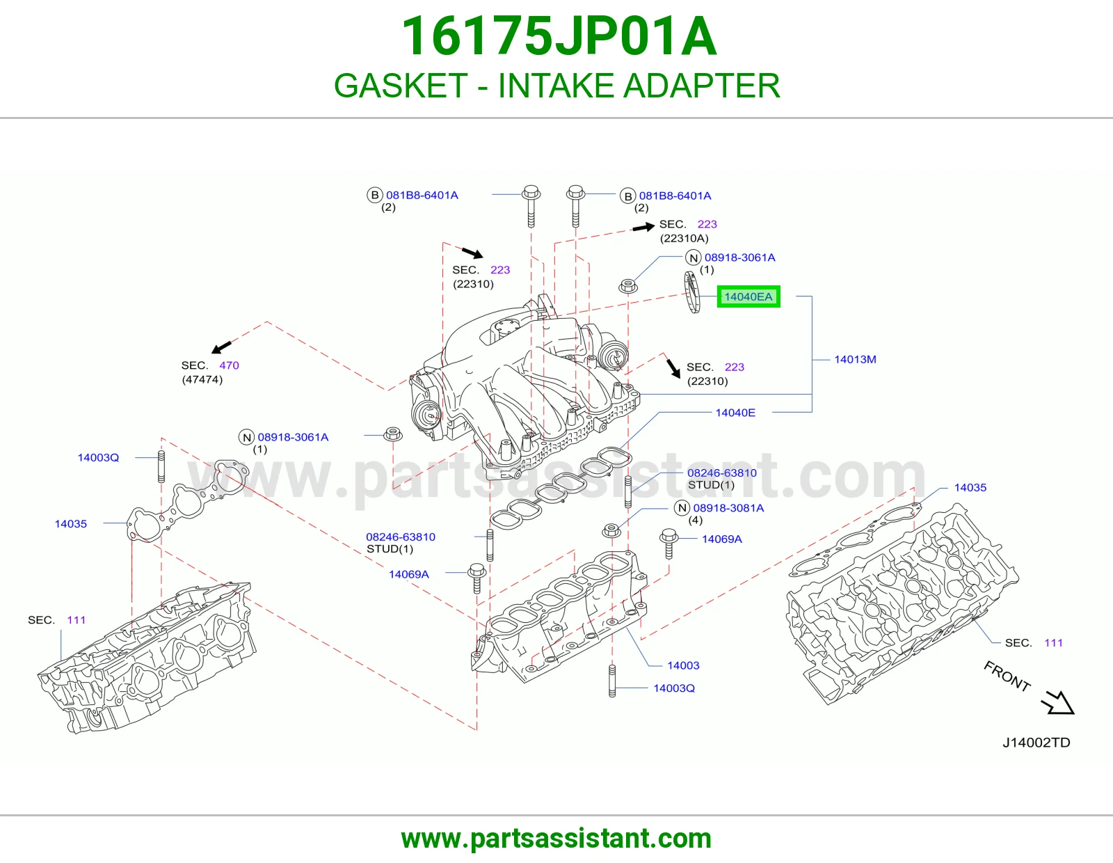 وجه ثلاجه مكينه 16175JP01A
