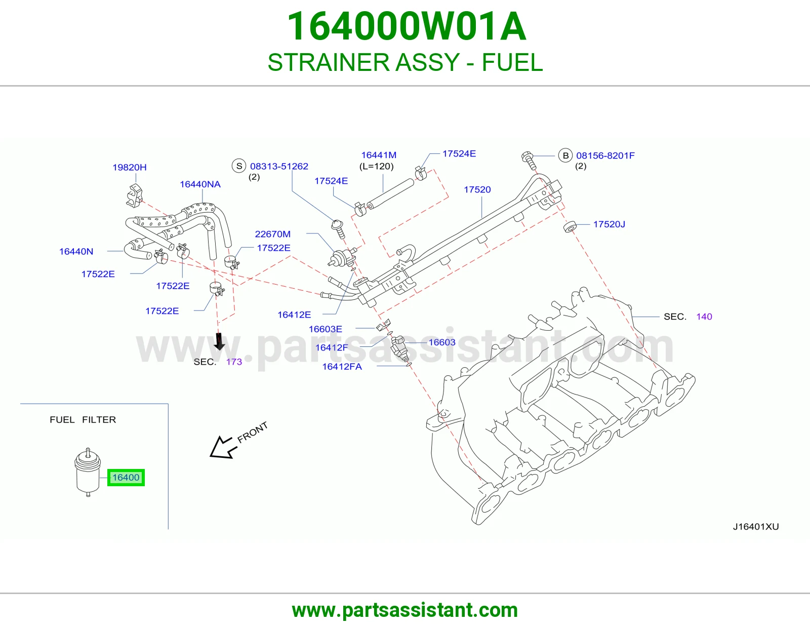 فلتر صفايه بنزين 164000W01A